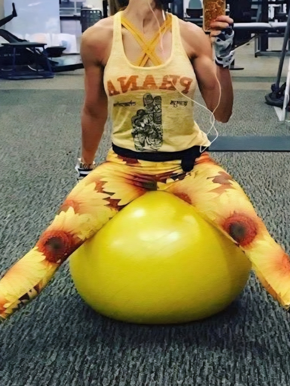 Gearbunch! 🌻Sunflower Print Yellow Leggings - Floral High-Waist Stretch
